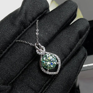 S925 Silver Necklace with Natural Emerald Green Gemstone Pendant