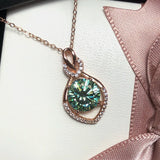 S925 Silver Necklace with Natural Emerald Green Gemstone Pendant