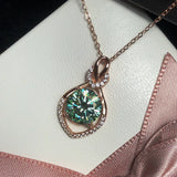S925 Silver Necklace with Natural Emerald Green Gemstone Pendant