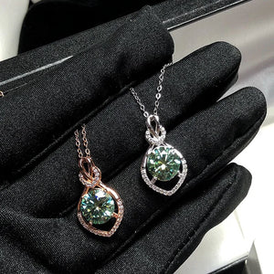 S925 Silver Necklace with Natural Emerald Green Gemstone Pendant