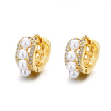 S925 Silver 12MM Pearls Zircon Earrings Women Engagement Anniversary Gift