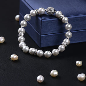 Shell Pear Bead Silver Bracelet