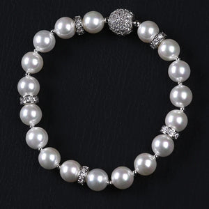 Shell Pear Bead Silver Bracelet