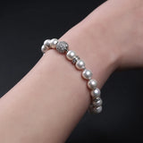 Shell Pear Bead Silver Bracelet