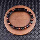 Men's Leather Beaded Bracelet with Magnet Clasp
