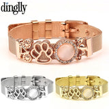 Stainless Steel Mesh Watch Bracelet - Bear Paws Bicycle Cryst