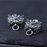 Sterling Silver Dragon's Son Stud Earrings 10.5x13.2mm