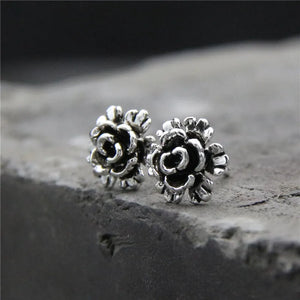 Sterling S925 Silver Luck Flower Stud Earrings 8.5mmW