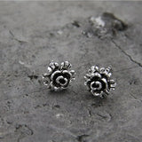 Sterling S925 Silver Luck Flower Stud Earrings 8.5mmW