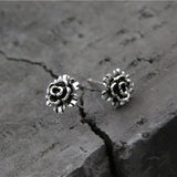 Sterling S925 Silver Luck Flower Stud Earrings 8.5mmW