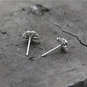 Sterling S925 Silver Luck Flower Stud Earrings 8.5mmW