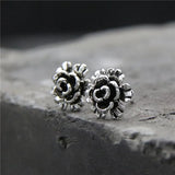 Sterling S925 Silver Luck Flower Stud Earrings 8.5mmW
