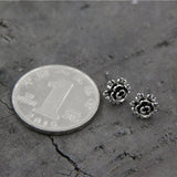 Sterling S925 Silver Luck Flower Stud Earrings 8.5mmW