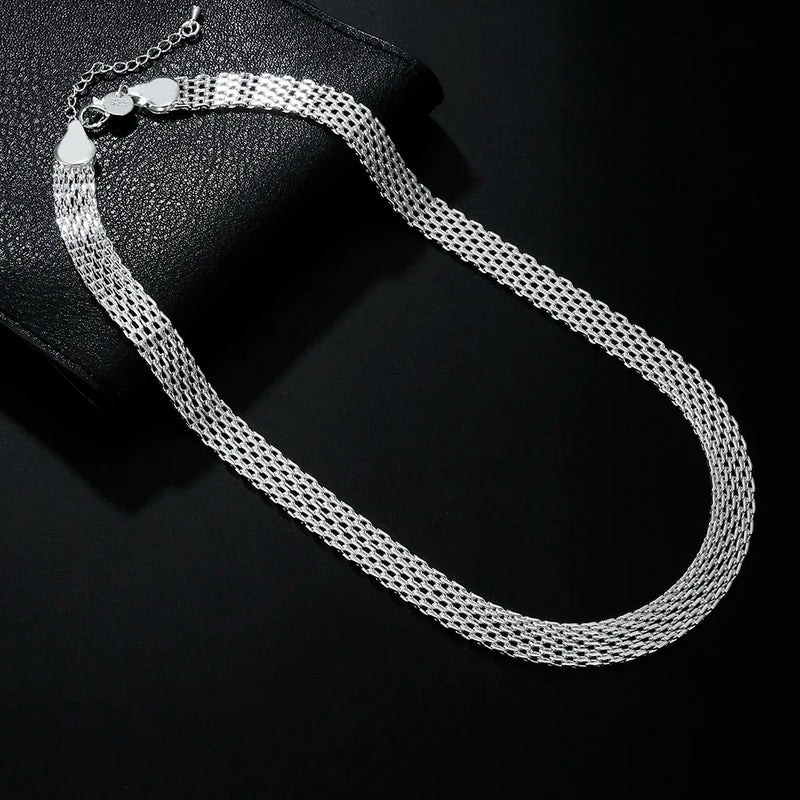 925 Silver Net Chain Necklace Women