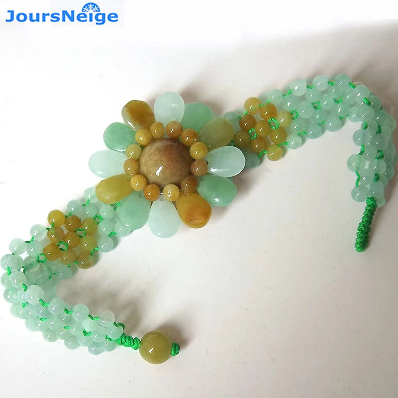 Natural Stone Bracelet Hand Weave Sun Flower Single Lap Jewelry