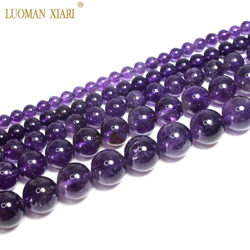 Natural Amethyst Round Gemstone Beads for Jewelry Making DIY
