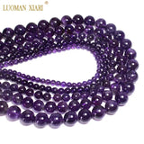 Natural Amethyst Round Gemstone Beads for Jewelry Making DIY