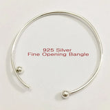 Adjustable 925 Sterling Silver Bangle Bracelet, DIY with Charms