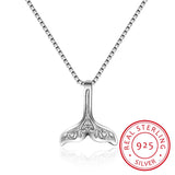 925 Sterling Silver Whale Tail Fish Nautical Charm Necklace for Women