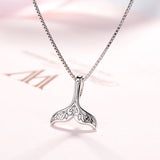 925 Sterling Silver Whale Tail Fish Nautical Charm Necklace for Women