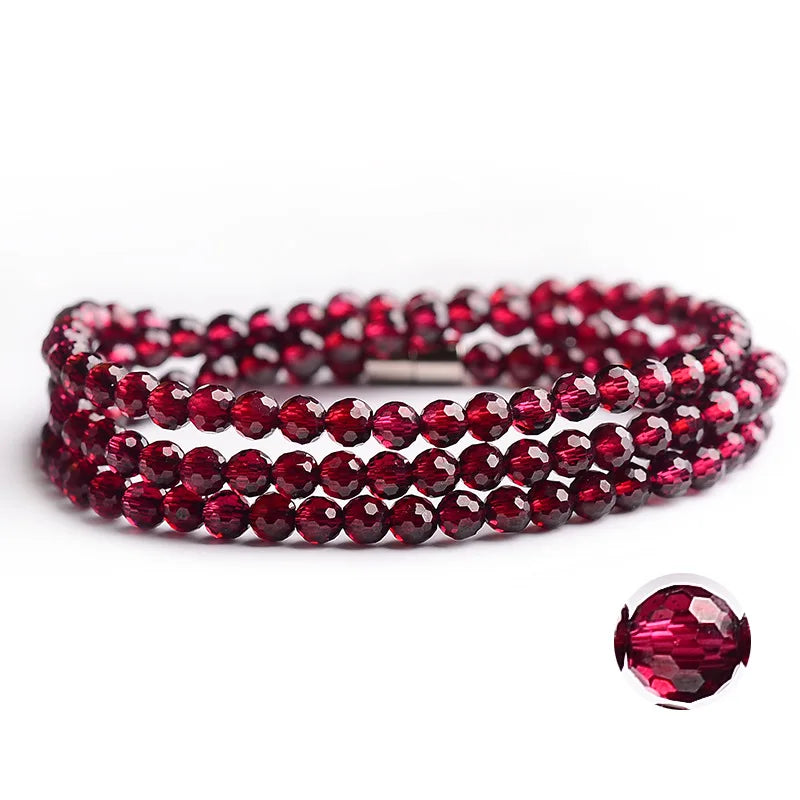 Fine Wine Red Garnet Stone Bracelet for Women Beauty Health Multilayer Jewelry
