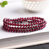 Fine Wine Red Garnet Stone Bracelet for Women Beauty Health Multilayer Jewelry