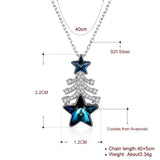 Women Necklace 925 Silver Crystal Stars Zircon Christmas Tree Pendant