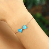 Women's Heart 925 Silver Rose Plated Bracelet with Cat Eye