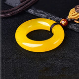 Yellow Chalcedony Crystal Pendant Necklace Lucky Evil Spirits Jewelry