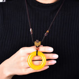 Yellow Chalcedony Crystal Pendant Necklace Lucky Evil Spirits Jewelry