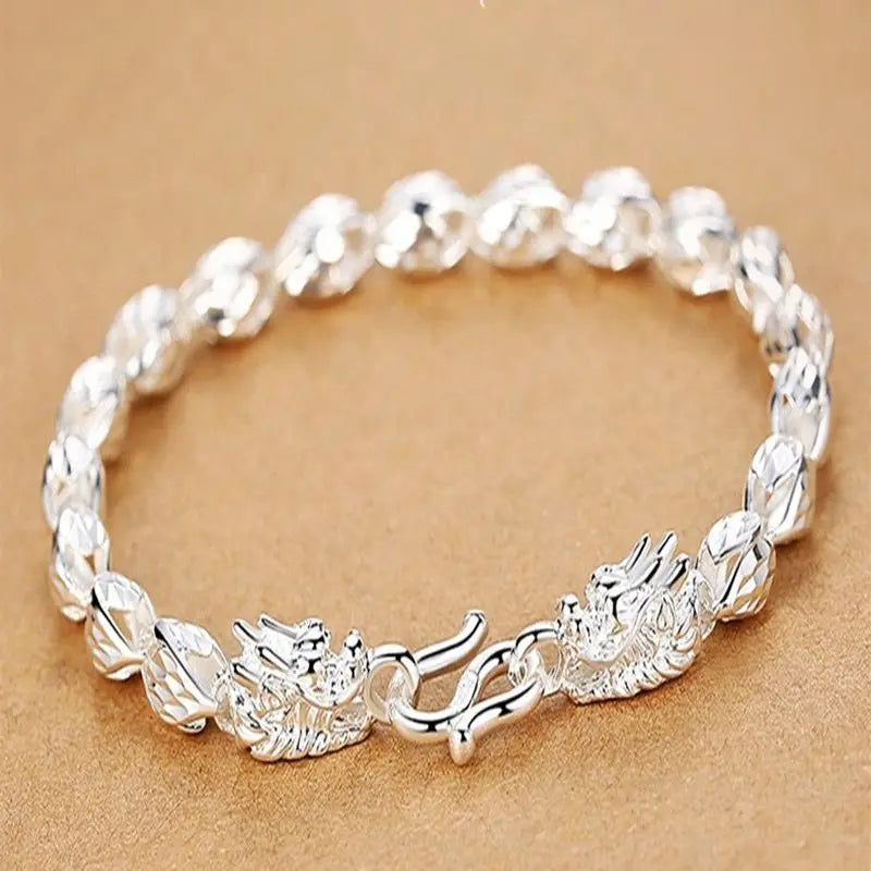 925 Sterling Silver Dragon Bracelet for Wedding Party Charms Jewelry