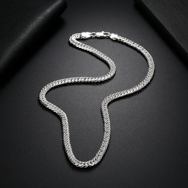 6MM 925 Sterling Silver Chain Necklace for Men Women Party Wedding