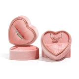 Heart-shaped Velvet Jewelry Box for Proposal, Couple Ring Box