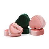 Heart-shaped Velvet Jewelry Box for Proposal, Couple Ring Box