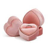 Heart-shaped Velvet Jewelry Box for Proposal, Couple Ring Box
