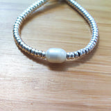Natural Pearl Bracelet Silver-Color Beaded Rope Jewelry