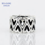 925 Silver Heart Spacer Charms Beads for Bracelet