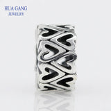 925 Silver Heart Spacer Charms Beads for Bracelet