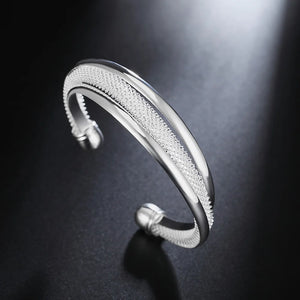 925 Silver Cuff Bangles for Women Wedding Party Christmas Jewelry