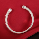 925 Silver Cuff Bangles for Women Wedding Party Christmas Jewelry