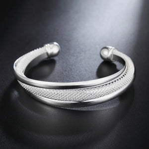 925 Silver Cuff Bangles for Women Wedding Party Christmas Jewelry