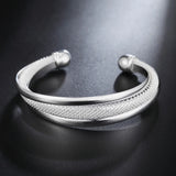 925 Silver Cuff Bangles for Women Wedding Party Christmas Jewelry