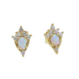 Minimal CZ Fire Opal Stud Earring 925 Sterling Silver