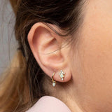 Minimal CZ Fire Opal Stud Earring 925 Sterling Silver