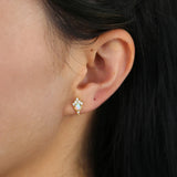 Minimal CZ Fire Opal Stud Earring 925 Sterling Silver