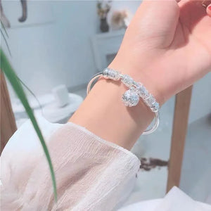 925 Silver Bangle Women Retro Bells Adjustable Bracelet Wedding Jewelry