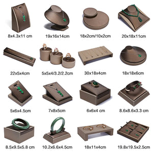 Brown PU Leather Bracelet Pendant Necklace Display Stand