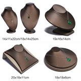 Brown PU Leather Bracelet Pendant Necklace Display Stand