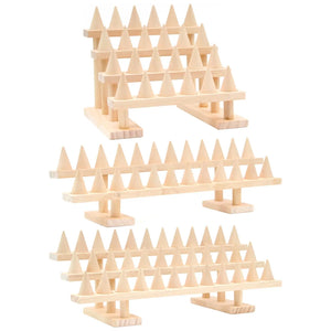 Wooden Finger Rings Jewelry Display Stand Showcase DIY Craft