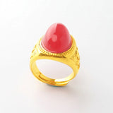 24k Men's Finger-Ring, Adjustable Jewelry for Wedding Party Travel